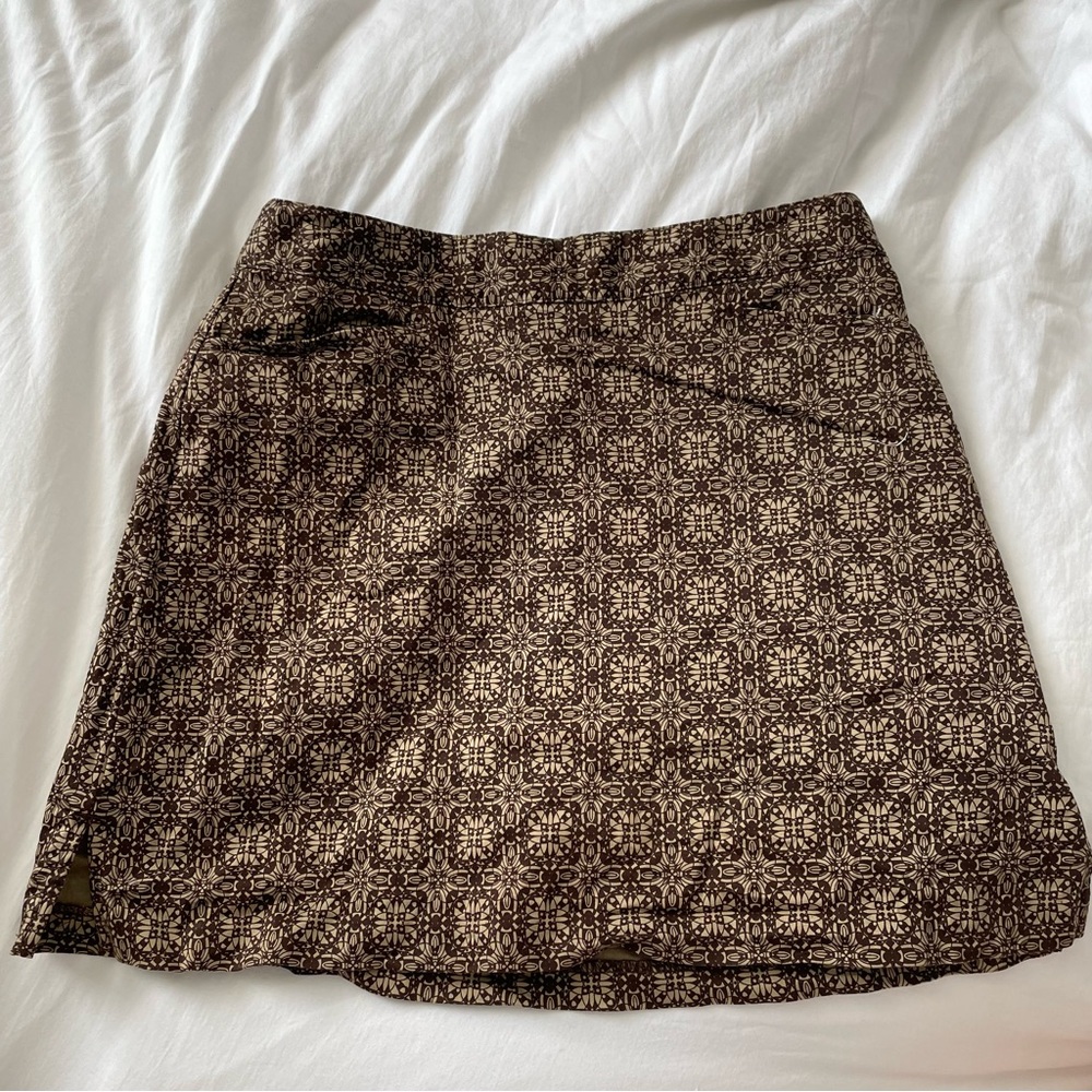 Brown Geometric Print Mini Skirt Golf Skort